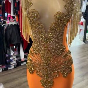 A Classy Chic Boutique Orange and Gold Glam Dress